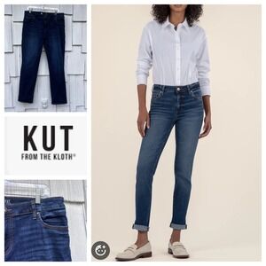 KUT from the Kloth Catherine Mid Rise Boyfriend Jeans Dark Wash Size 12